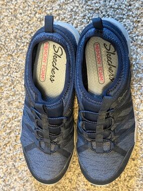 Skechers Navy Blue Slip-On Memory Foam Sneakers